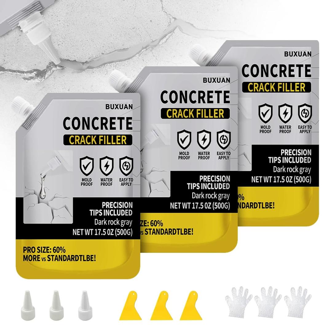 Concrete Crack Filler, Cement Crack Filler Outdoor, Waterproof Repair Sealant, Quick-Drying Sealing Adhesive, for Driveway, Walkway, Patio, Joint (3)