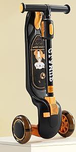 GLAMUP Kick Scooter Adjustable Height Adjustable Handlebar，Kids Scooter 3 Wheel with LED Lights，Suitable Kids Ages 2，Ages 6，Ages 8，Extra Wide Deck for Boys and Girls