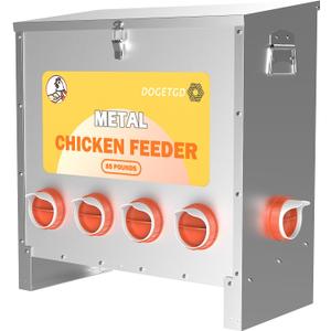Automatic Chicken Feeder No Waste Metal Poultry Feeder Large Capacity 85lbs for Chickens, Geese, Ducks, Turkeys, Quails (10-Port)
