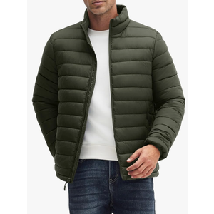 Men's Puffer Jacket Lightweight Warm Winter Jackets for Men Windproof Insulated Puffy Coat (XXL, Army Green)