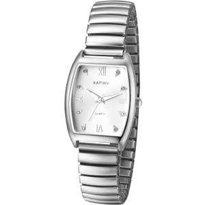 Avaner Elastic Strap Wrist Watches: Stretch Band Gold Silver Easy Reader Bracelet His and Her Bangle Wrist Watches for Men Women