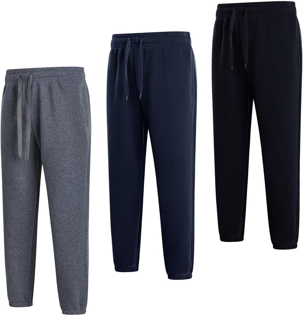 LeeHanTon Sweatpants for Men Athletic fleece sweat pants Casual jogger running pants with pockets 3 Pack (X-Large)