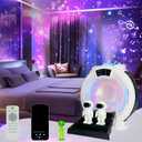 6-In-1 Aurora Light Projector, Kids Alarm Clock with Plasma Ball, Galaxy Star Northern Projectors Night Light for Bedroom with Speaker, Timer, White Noise, Plasma Globe Lamp, Remote