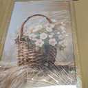 RERNIE Flowers in Basket Wall Art Countryside Cottage Wildflower White Floral Cottagecore Green Plant Paintings Decor Flower Still Life Neutral 16x24 Inch With frame