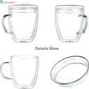 Insulated Espresso Cups - 16 oz Double Wall Glass Mugs With Handle and Lid - Cold & Heat Resistant - Perfect for Coffee, Tea, Milk, Wine