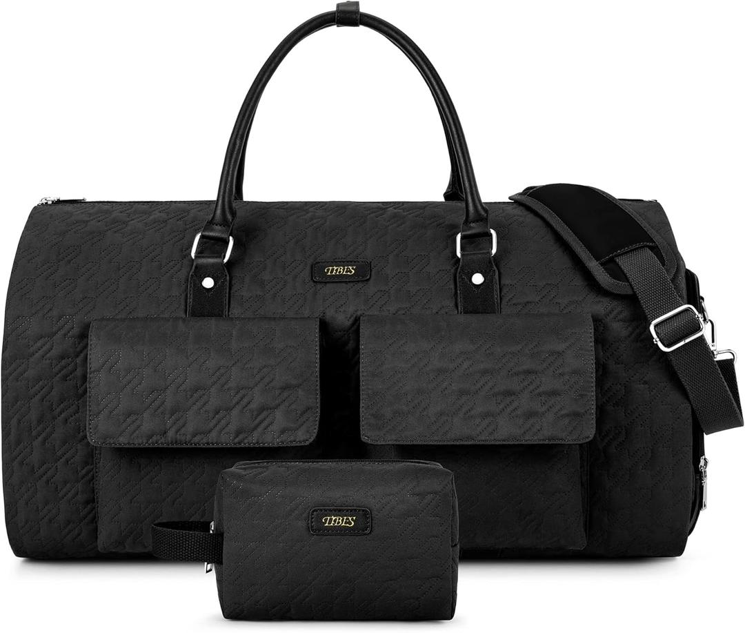 Garment Bag for Travel With Toiletry Bag Convertible Carry On Weekender Bag Large Travel Duffel Bags for Women 2 in 1 Hanging Suitcase Suit Travel Bags for Women & Men 3pcs Set (G-Black) (A1-black)