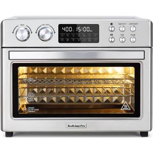 28QT Air Fryer Toaster Oven Combo, Large 12-in-1 Convection Countertop Oven with Next-Gen HeatWave Convection, 3-Layer Cooking, Rotisserie for Chicken, Fits 11" Pizza, All Accessories, Stainless Steel