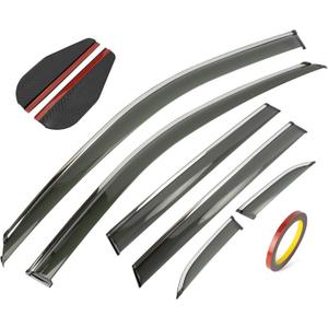 PSLER 6PCS Side Window Vent Visor Window Deflectors for Honda CRV CR-V 2023 2024 2025 Car Tape-on Window Visor with Stainless Trim Compatible with CRV LX EX EX-L Sport Hybrid Touring Accessories
