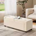 Royal Windsor Ottoman with Storage,Tufted Storage Bench with Safety Hinge,Holds up to 350 lb,Upholstered Bench with Seating for Bedroom, Living Room,Entryway,Linen Beige, 15.8"D x 43.3"W x 15.8"H