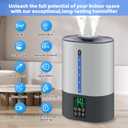 6L Humidifiers for Bedroom Large Room Home, Cool and Warm Humidifiers for Baby and Plants Mist Top Fill Desk Humidifiers Essential Oil Diffuser, Quiet with Adjustable Mist,360Nozzle-Grey