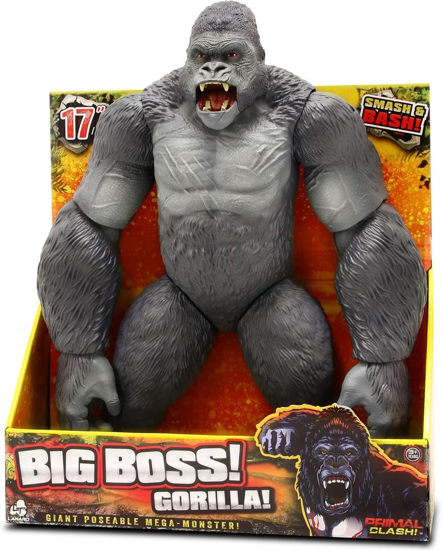 Lanard Primal Clash! Big Boss Gorilla! - 17'' Action Figure, Giant Poseable Mega-Monster, Ages 3+