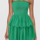 BTFBM Summer Dresses for Women 2025 Tube Strapless Mini Hollow Out Lace Wedding Guest Dress (Green, XL)