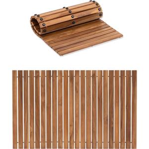 StrongTek Teak Bath Mat, Roll-Up, 30.5 x 19 in, Pre-Oiled, Non-Slip Pads, 30.7" x 18.9"