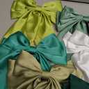 6Pcs Large Bows Hair Clips for Women Girls Long Tail Hair Ribbon Silky Satin Barrettes Coquette Hair Bows Accessories (Green/Olive Green)