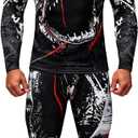 Cody Lundin Men's Compression Long-Sleeved T-Shirt Trousers Athletic Base Layer Cool Dry Workout Fitness Set Slim Body Shaper (Black, M)