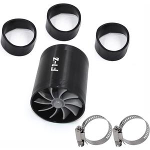 2.5" F1-Z Car Air Intake Turbonator , Dual Fan Turbine Super Gas Fuel Saver Turbo (Black)