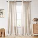 Nanspring Cream Beige Curtains 90 Inches Long for Living Room Linen Light Filtering Semi Sheer Curtain Back Tab Rod Pocket Modern Farmhouse Decor Elegant Coastal Drapes for Bedroom 52x90, 2 Panels