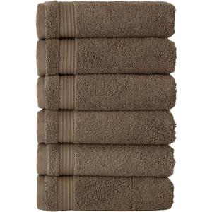 Classic Turkish Towels CTT - Premium 6 Piece Hand Towels Set, 100% Turkish Cotton, Quick Dry & Comfy Towels for Hotel & Spa, Highly Absorbent | 16"x27"(Deep Taupe)