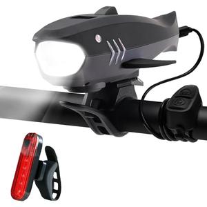 Bike Horn with Light, 120dB Electric Bicycle Bell & 400LM Rechargeable Headlight, IPX4 Waterproof Kids Bike Accessories for Boys/Girls, Scooters