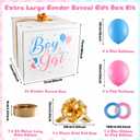 28 Inches Extra Large Gender Reveal Gift Box Kit with Oversized One Sided Printing Box Giant Pull Bows Balloon Ribbon for Gender Reveal Baby Shower Birthday Party Decor Supplies Not for Heavy-Duty