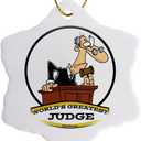 3dRose Funny Worlds Greatest Judge Occupation Job Cartoon - Snowflake Ornament, Porcelain, 3-Inch (ORN_103292_1)