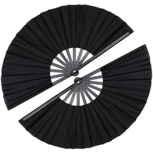 ZESTLASH 2 Pack 13 Inch Clack Popping Line Dancing Fans Boots on The Ground Large Foldable Clacking Hand Fan Make Sound for Dance Rave (Black)