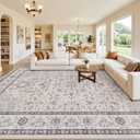 10x14 Area Rugs Living Room: Bedroom Washable Carpet Beige & Grey
Large Vintage Boho Indoor Decor Neutral Soft Nursery Farmhouse Dining Room Office Floor Non-Slip Low Pile Under Table Rug