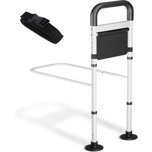 Bed Rails for Elderly Adults Safety, ASTM Safety Approved Adjustable Bed Assist Rail for Seniors, 400lb Weight Capacity, with Storage Pocket & Fixing Strap, Fit King/Queen/Full/Twin Bed