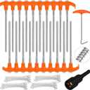 HORUSDY 26 Pack 8.07 Inch Heavy Duty Tent Stakes Tent Pegs Camping Stakes with with 4x13ft Rope & 1 Stopper T Pull Hook
