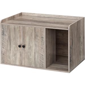 Feandrea Litter Box Enclosure, Cat Litter Box Furniture Hidden, with Front Entry, Modern Cat House for Indoor Cat, Kitty, Side End Table, 32.4 x 20.9 x 19.7 Inches, Greige UPCL001G01