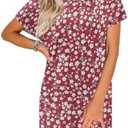 PLOKNRD Women's Casual Dress Summer Short Sleeve Crewneck Tshirt Shift Dress Outfits 2025, L
