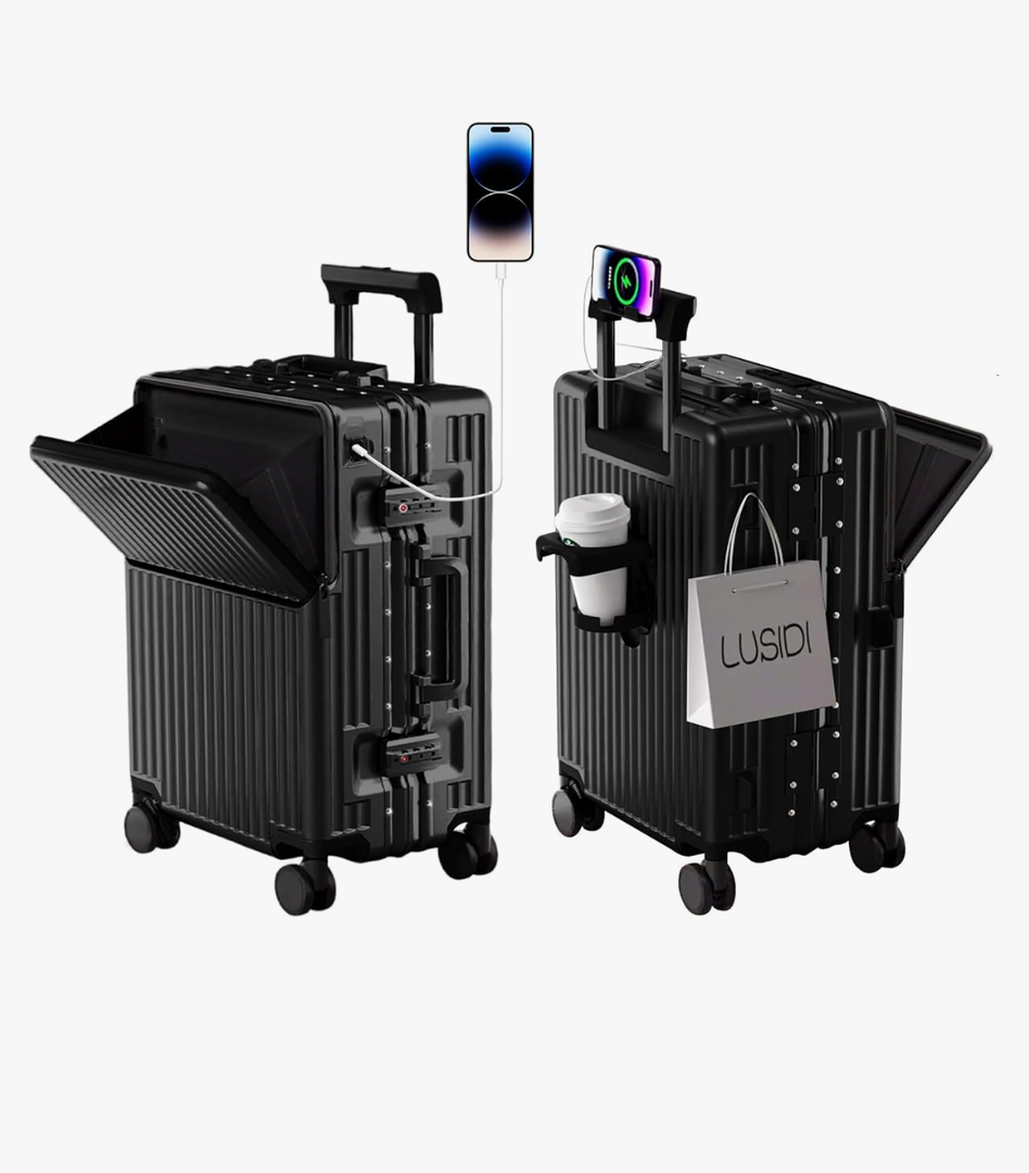 Hard Shell Luggage 24 Inch Travel Luggage, Carry-On Luggage Spinner TSA with Lid, ABS Aluminum Frame，Lightweight Travel Luggage 20'' 24'' 26''Carry-On (upgraded black, 24 inch)