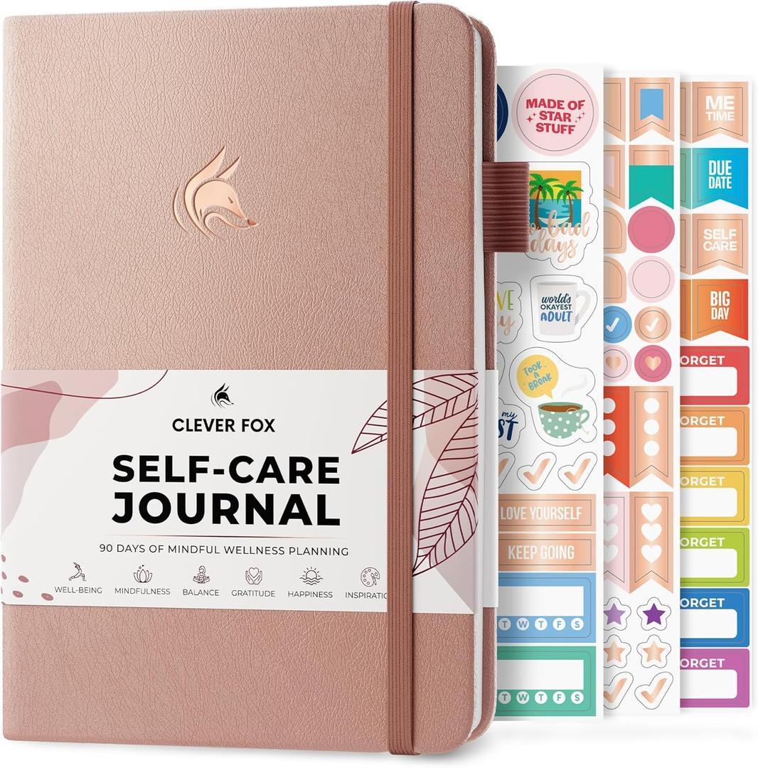 Clever Fox Self-Care Journal  Daily Reflection Notebook  Mental Health & Personal Development Planner, Meditation & Mood Log, A5 (Rose Gold)