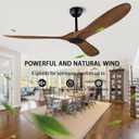 QUTWOB 60" Ceiling Fan with Remote Control No Lights,Modern Reversible DC Motor Indoor Outdoor 3 Blades Ceiling Fans for Patio Bedroom Living Room(Black+Dark Walnut)