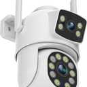 EVERSECU Dual Lens Linkage 6MP WiFi PTZ Security Camera Outdoor, 360 View, Auto Tracking, Motion Detection, Color Night Vision, 2-Way Audio, Compatible with Alexa (Single)