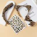 Nuolich Leopard Costume Accessories Cheetah Ears Headband Bow Tie Tail Tattoos Halloween Party Cat Cosplay