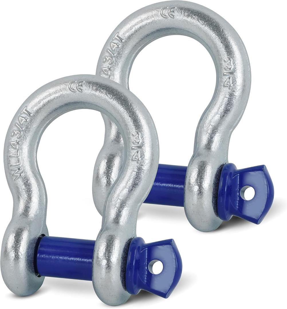 2 Pack 3/4" D Ring Shackle with 7/8" Screw Pin, 57,000 lbs Break Strength Heavy Duty Off-Road Recovery Tow Strap Winch for Jeep Truck