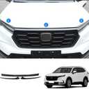 Car Accessories Exterior Front Bumper Engine Lid Grill Grille cover Trim Compatible with Honda CR-V CRV 2023 2024 2025 2026 (Carbon Fiber Style) 3PCS ABS