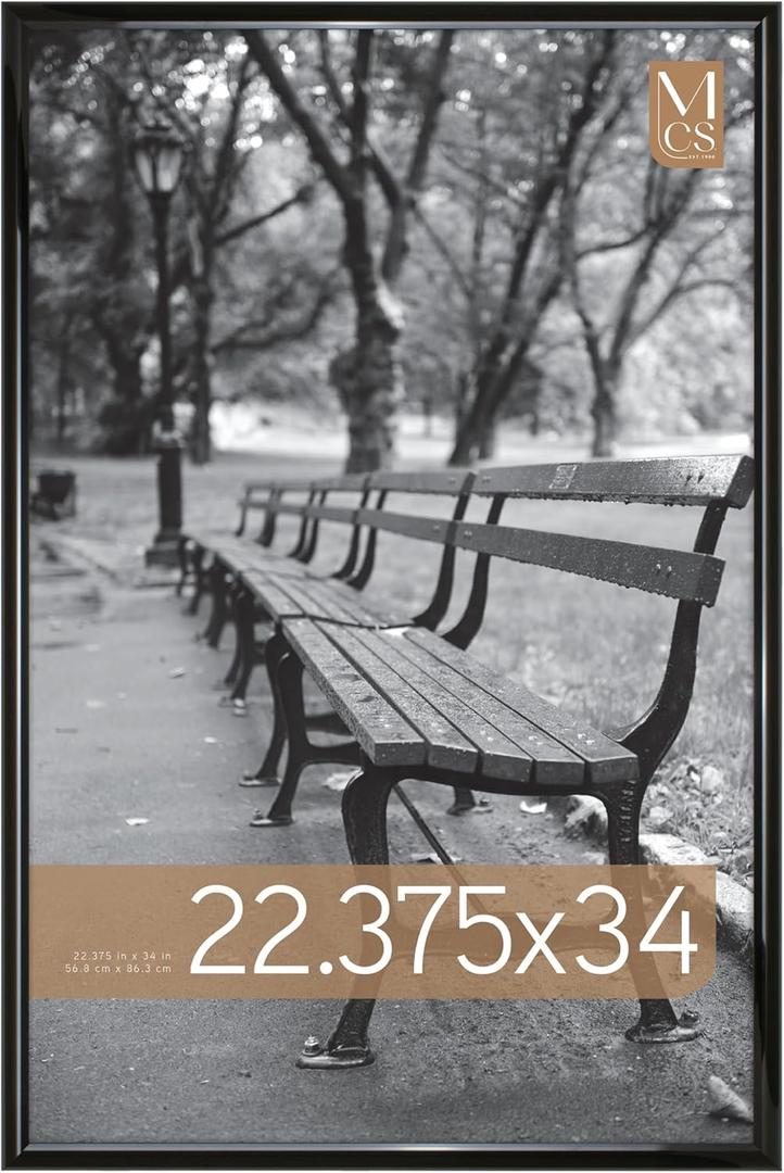 MCS Trendsetter 22.75x34 Poster Frame Black High-Gloss, Vertical & Horizontal Wall Hanging Large Picture Frame for Photos, Posters & Art Prints (1-Pack)