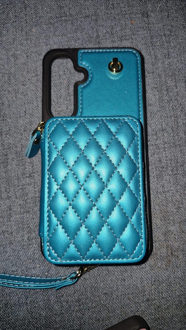 Samsung s24 fe phone case with card holder and zipper pocket turquoise
For sale
