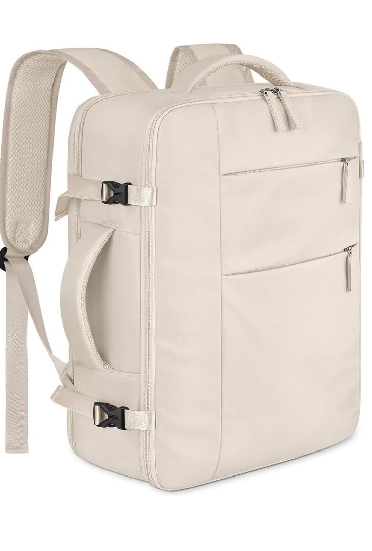 Capolo Travel Backpack for Women Men Waterproof Laptop Backpack Airlines Approved Carry On Backpack Bag Computer Bookbag for Business, Work, Traveling Fits 15.6 Inch Laptop(Beige)