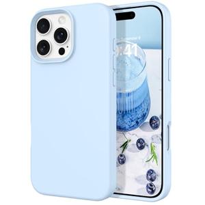 DOMAVER Case for iPhone 16 Pro 6.3'' Case Smooth Liquid Silicone Soft Gel Rubber Microfiber Lining Cushion Cover Shockproof Protective Phone Cases Compatible with iPhone 16 Pro - Light Blue