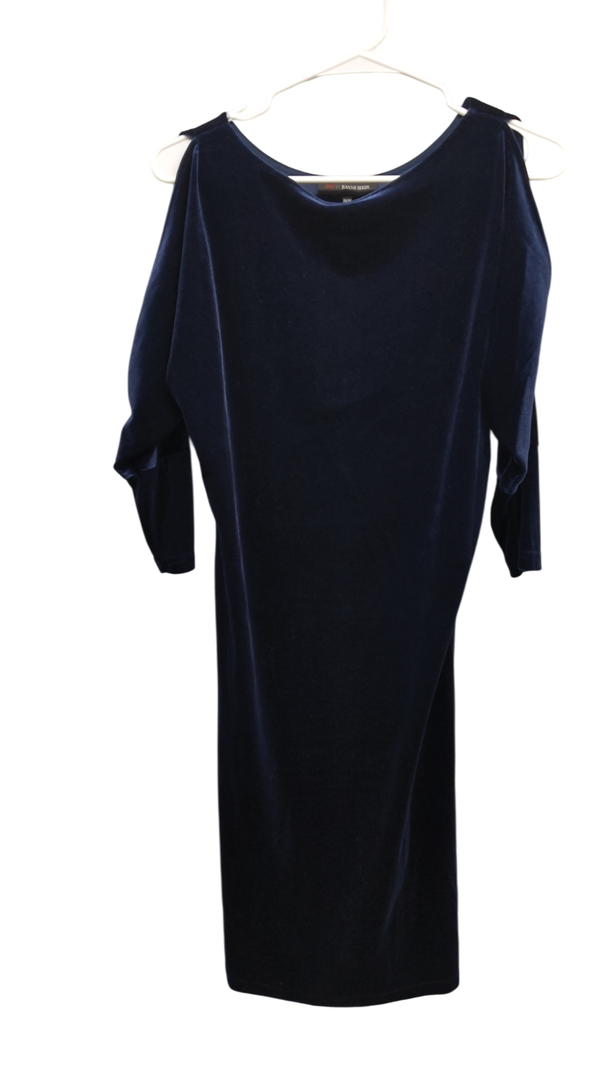 Jeanne Becker Velvet Women Dress Size XS Blue Navy