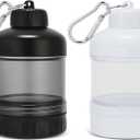 2 Pack Protein Powder Container to Go with Keychain & Keyring, Large Capacity, Clear, Leakproof, Ideal for workouts, fitness, or travel