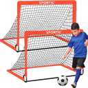 2 Pack 4' x 3' Soccer Goal Net Set, Pop Up Kids Practice Soccer Goals for Indoor and Outdoor.Portable Soccer Net with Carrying Bag & Ground Pegs, Perfect for Backyard, Field, Court (Orange)