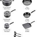 T-Fal Signature Nonstick Pots and Pans Set 12 Piece, Oven Broiler Safe 350F, Kitchen Cookware Set w/Fry Pans, Saucepans, Saute Pan, Dutch Oven, Griddle, Kitchen, Home, Dishwasher Safe, Black