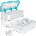 Large Ice Cube Tray, Easy Release Press Ice Cube Moulds, No Overflow Ice Cube Maker and Storage Container All in One, Perfect for Whiskey, Cocktail, for 16 Large Ice Cubes(5cmx5cmx4.5cm), Blue