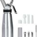 Whipped Cream Dispenser,500ml Whipped Cream Charger with Sturdy Aluminum Body And Head,Cream Maker with 6 Decorating Nozzles,Use Standard 8 Gram N2O Chargers (Not Included) (1 Pint-silver)