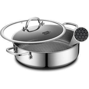 Saute Pan,Hybrid Non Stick 5 Quart Everyday Braiser pan,Chicken Fryer, PFOA Free Cookware,12 inch Deep Frying Pans with Lid,Dishwasher and Oven Safe,Works on Induction,Ceramic and Gas Cooktops