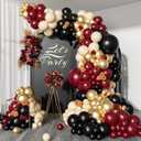 155pcs Burgundy Balloon Garland Arch Kit with Burgundy Maroon Black Metallic Gold Lvory white Balloons for Birthday Graduation Wedding Baby Shower Anniversary Valentine Party Decoration